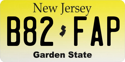 NJ license plate B82FAP