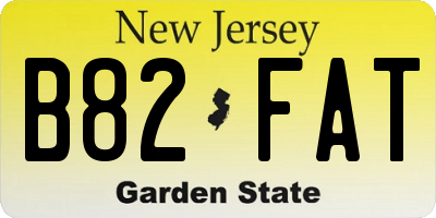 NJ license plate B82FAT