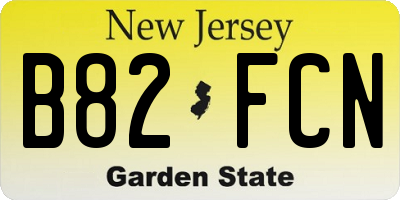 NJ license plate B82FCN