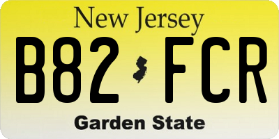 NJ license plate B82FCR