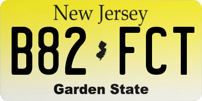 NJ license plate B82FCT