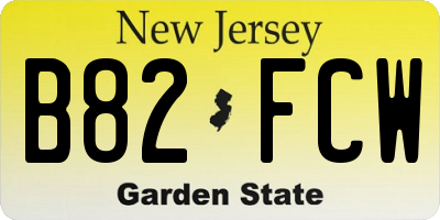 NJ license plate B82FCW