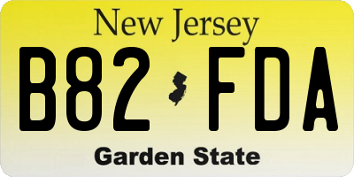 NJ license plate B82FDA