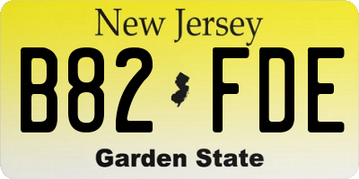 NJ license plate B82FDE