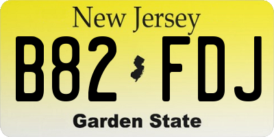 NJ license plate B82FDJ