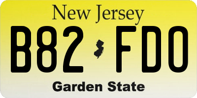 NJ license plate B82FDO
