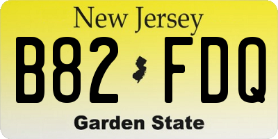 NJ license plate B82FDQ