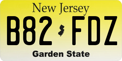 NJ license plate B82FDZ