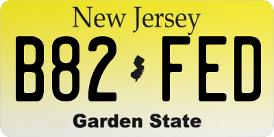 NJ license plate B82FED
