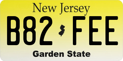 NJ license plate B82FEE
