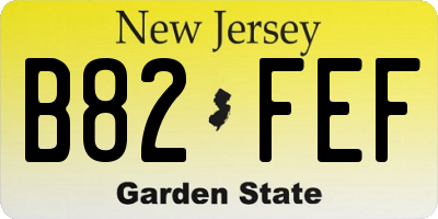 NJ license plate B82FEF