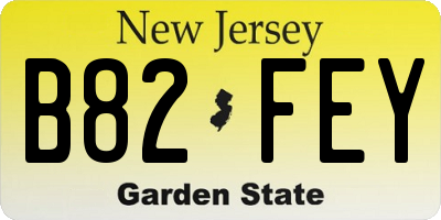 NJ license plate B82FEY