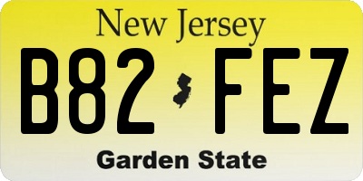 NJ license plate B82FEZ