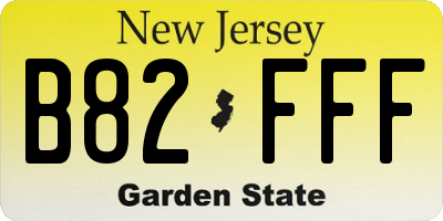 NJ license plate B82FFF