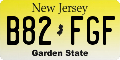 NJ license plate B82FGF