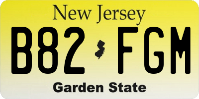 NJ license plate B82FGM
