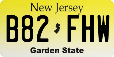 NJ license plate B82FHW