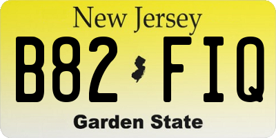 NJ license plate B82FIQ