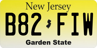 NJ license plate B82FIW