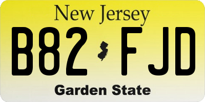 NJ license plate B82FJD