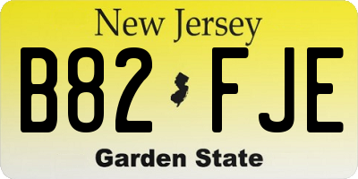 NJ license plate B82FJE
