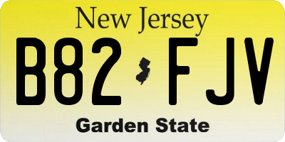 NJ license plate B82FJV