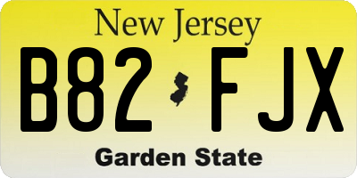 NJ license plate B82FJX