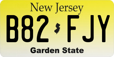 NJ license plate B82FJY
