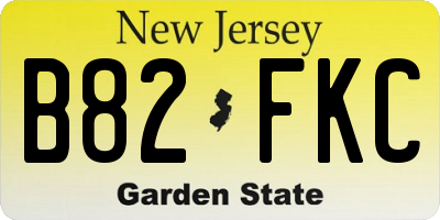 NJ license plate B82FKC