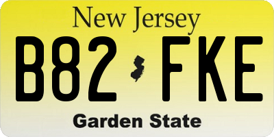 NJ license plate B82FKE