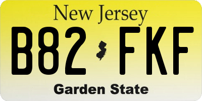 NJ license plate B82FKF