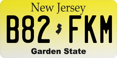 NJ license plate B82FKM