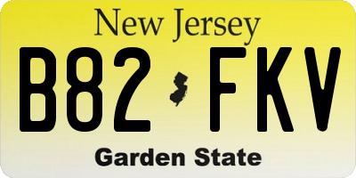 NJ license plate B82FKV