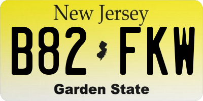 NJ license plate B82FKW