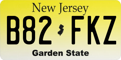 NJ license plate B82FKZ