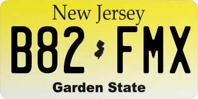 NJ license plate B82FMX
