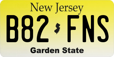 NJ license plate B82FNS
