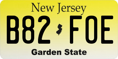 NJ license plate B82FOE