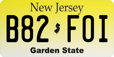 NJ license plate B82FOI