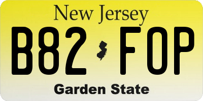 NJ license plate B82FOP