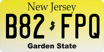 NJ license plate B82FPQ