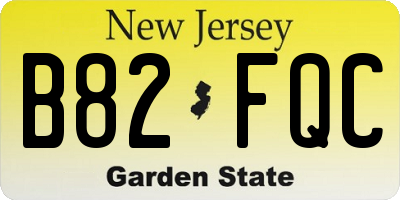 NJ license plate B82FQC