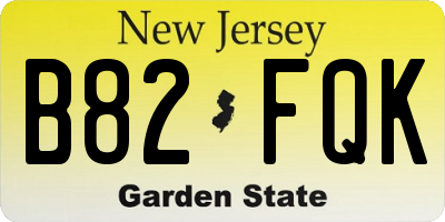 NJ license plate B82FQK
