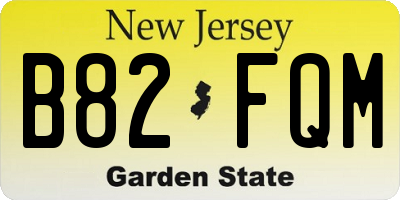 NJ license plate B82FQM