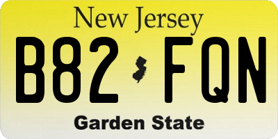 NJ license plate B82FQN