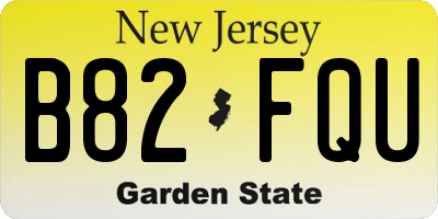 NJ license plate B82FQU