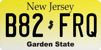 NJ license plate B82FRQ