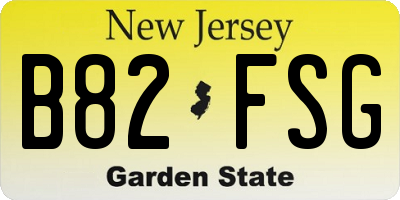 NJ license plate B82FSG