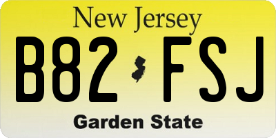 NJ license plate B82FSJ