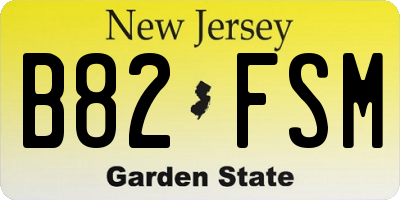 NJ license plate B82FSM
